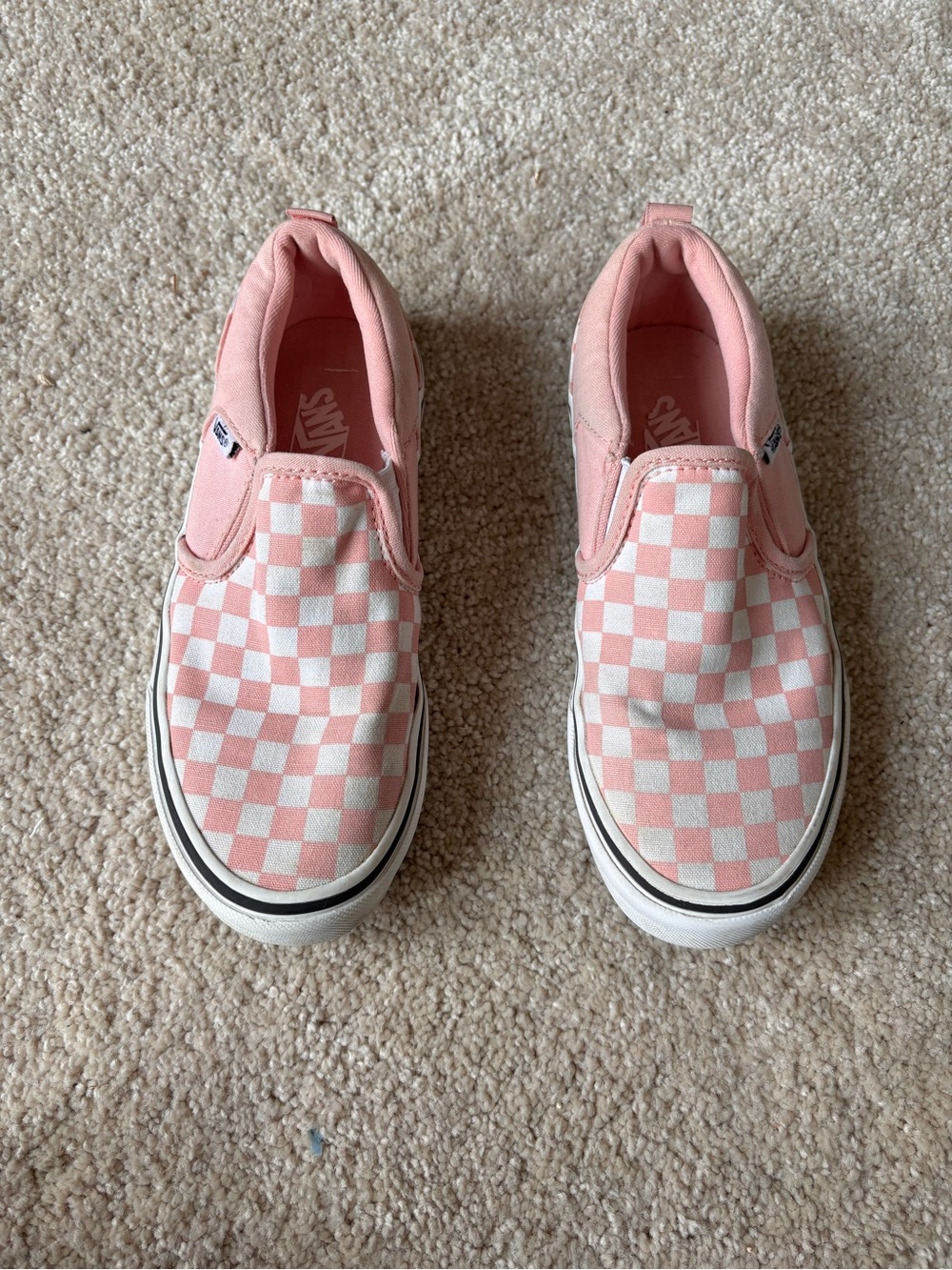 Vans Classic Slip-On Pink White Checkerboard Sneakers Youth Size 3